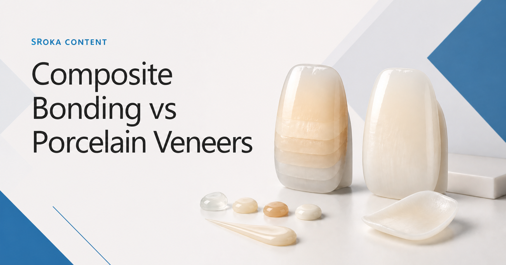 Composite bonding versus porcelain veneers, illustrated with dental material models